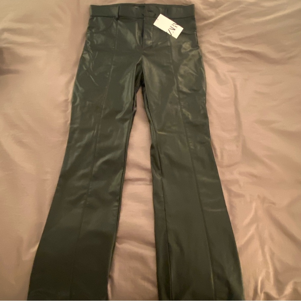 Zara Black Faux Leather pants SZ XL